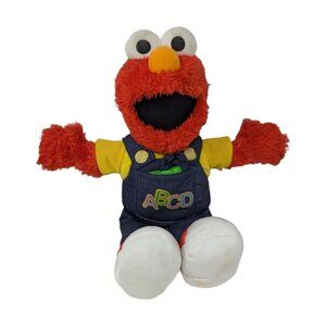 Elmo ABC Singing Talking Plush Doll in Blue Overalls - TESTED and WORKS!